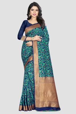 Multicolor Woven Kanchipuram Silk Saree With Blouse 1