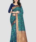 Multicolor Woven Kanchipuram Silk Saree With Blouse