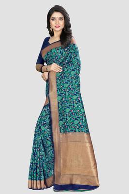 Multicolor Woven Kanchipuram Silk Saree With Blouse 2