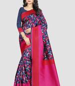 Blue Woven Kanchipuram Silk Saree With Blouse