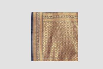 Blue Woven Kanchipuram Silk Saree With Blouse 5