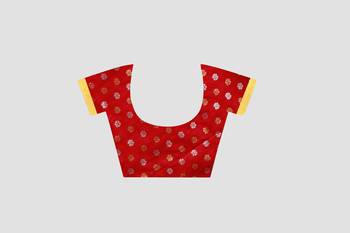 Red Woven Kanchipuram Silk Saree With Blouse 4