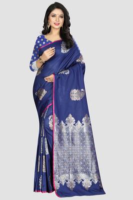 Blue Woven Kanchipuram Silk Saree With Blouse 1