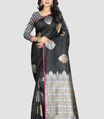 Black Woven Kanchipuram Silk Saree With Blouse
