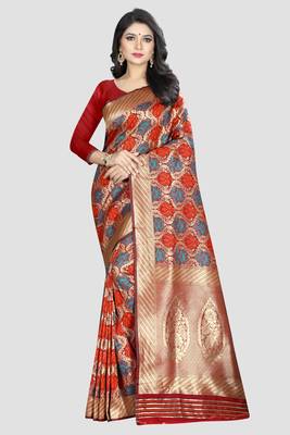 Multicolor Woven Kanchipuram Silk Saree With Blouse 1