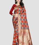 Multicolor Woven Kanchipuram Silk Saree With Blouse