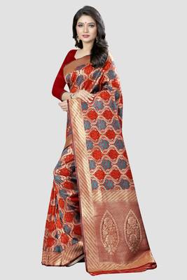 Multicolor Woven Kanchipuram Silk Saree With Blouse 2