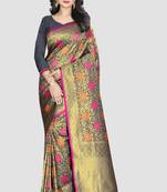 Black Woven Kanchipuram Silk Saree With Blouse