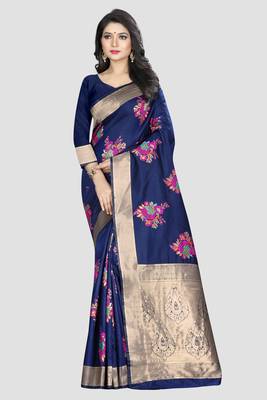 Blue Woven Kanchipuram Silk Saree With Blouse 1