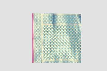 Turquoise Woven Kanchipuram Silk Saree With Blouse 5