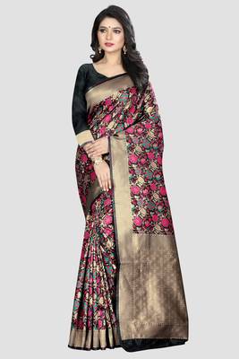 Multicolor Woven Kanchipuram Silk Saree With Blouse 1