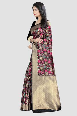Multicolor Woven Kanchipuram Silk Saree With Blouse 2