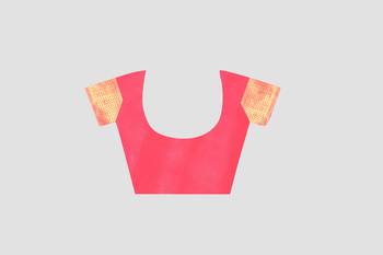Pink Woven Kanchipuram Silk Saree With Blouse 4
