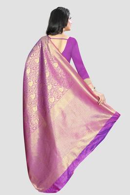 Purple Woven Kanchipuram Silk Saree With Blouse 3