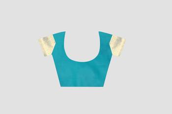 Turquoise Woven Kanchipuram Silk Saree With Blouse 4