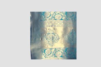 Turquoise Woven Kanchipuram Silk Saree With Blouse 5