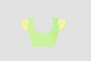 Lemon Woven Kanchipuram Silk Saree With Blouse 4