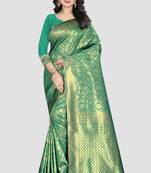 Green Woven Kanchipuram Silk Saree With Blouse