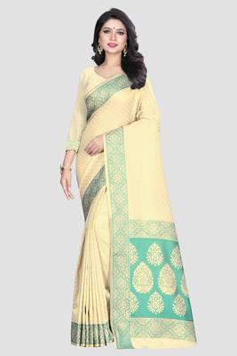 Multicolor Woven Kanchipuram Silk Saree With Blouse 1