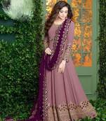 Purple embroidered santoon salwar