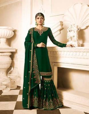 Green embroidered santoon salwar 1