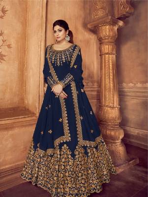 Blue embroidered santoon salwar 1