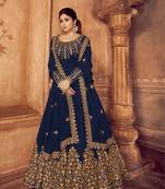 Blue embroidered santoon salwar