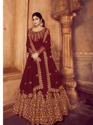 Maroon embroidered santoon salwar 1