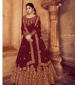 Maroon embroidered santoon salwar
