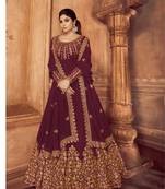 Purple embroidered santoon salwar