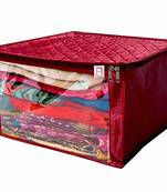 atorakushon   Satin Saree Cover Garments Cover Bag Wardrobe Organiser Up to 15 Clothes Storage Set Pack of 1 (Maroon)