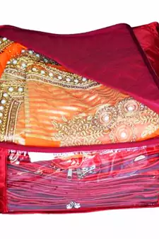 atorakushon   Satin Saree Cover Garments Cover Bag Wardrobe Organiser Up to 15 Clothes Storage Set Pack of 1 (Maroon)