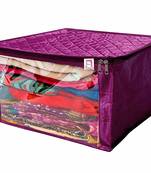 atorakushon   Satin Saree Cover Garments Cover Bag Wardrobe Organiser Up to 15 Clothes Storage Set Pack of 1 (Purple)