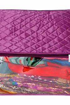 atorakushon   Satin Saree Cover Garments Cover Bag Wardrobe Organiser Up to 15 Clothes Storage Set Pack of 1 (Purple)