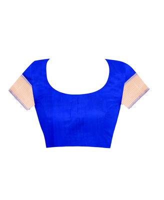 Royal Blue Woven Jacquard Saree With Blouse 4