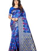 Royal Blue Woven Jacquard Saree With Blouse