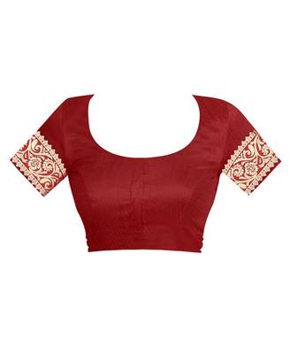 Maroon Woven Jacquard Saree With Blouse 4