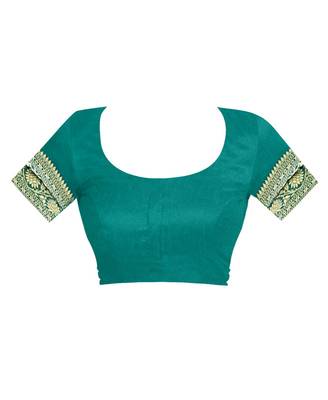 Green Woven Jacquard Saree With Blouse 4