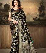 Black woven jacquard saree with blouse