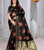 Black Woven Jacquard Saree With Blouse