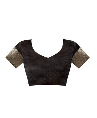 Black Woven Jacquard Saree With Blouse 5