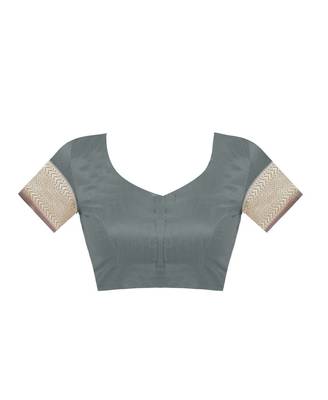 Grey Woven Jacquard Saree With Blouse 5