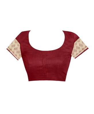 Maroon Woven Jacquard Saree With Blouse 4