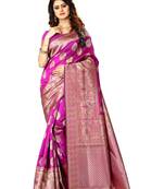 Royal Blue Woven Jacquard Saree With Blouse