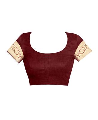 Maroon Woven Jacquard Saree With Blouse 4