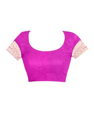 Rani Pink Woven Jacquard Saree With Blouse 4