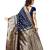 Navy blue woven jacquard saree with blouse
