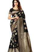 Black Woven Jacquard Saree With Blouse