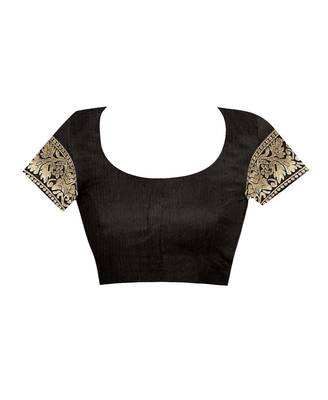 Black Woven Jacquard Saree With Blouse 4