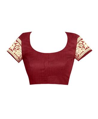 Maroon Woven Jacquard Saree With Blouse 4